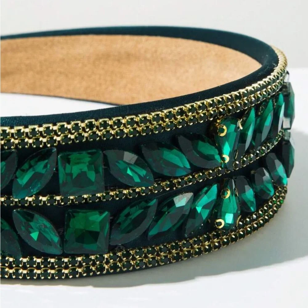 Emerald‎ green color rhinestones Headband